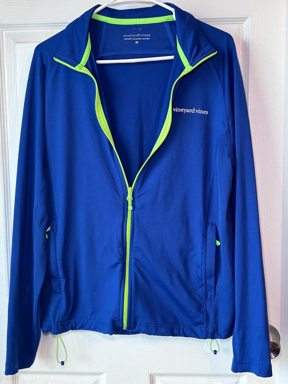 Vineyard Vines Men’s Medium Performance Full Zip Jacket Blue Neon Green